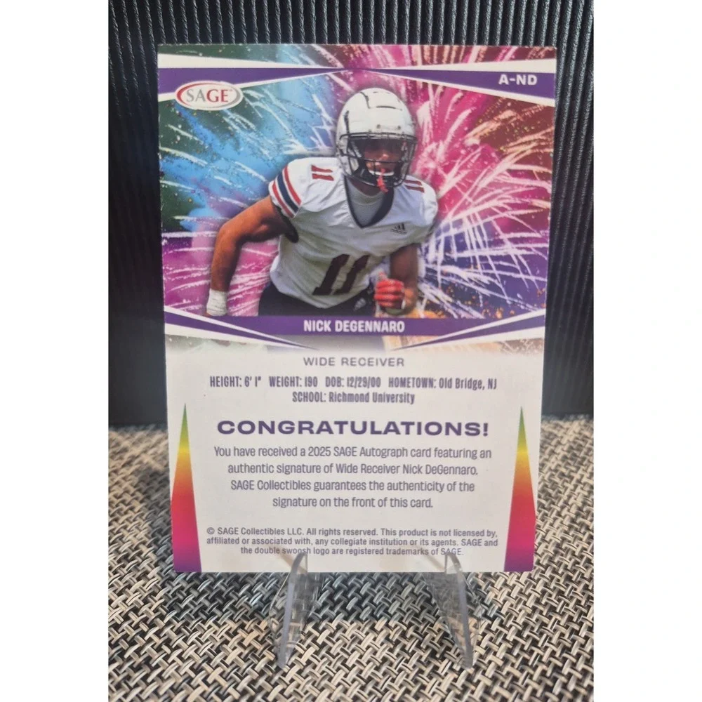 2025 SAGE Low Series Nick Degennaro #A-ND Fireworks Red (AU) James Madison Dukes